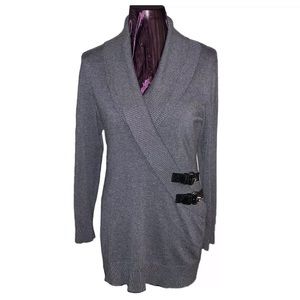 INC  Women’s Buckle Knit Sweater - Gray - Large